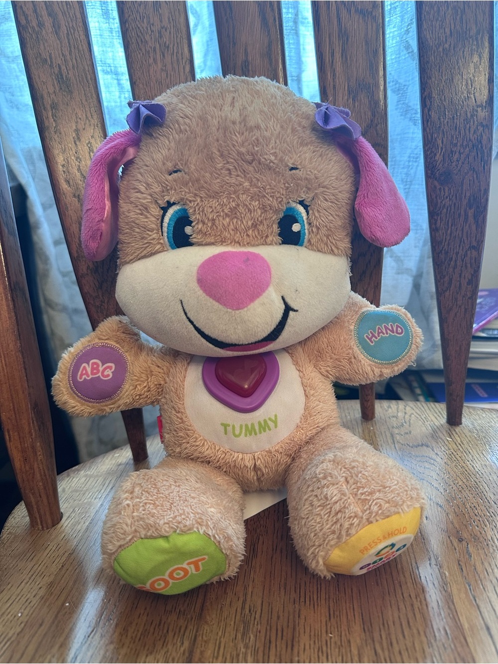 Fisher-Price Plush Learning Puppy - Pink, Tan & Purple Accents